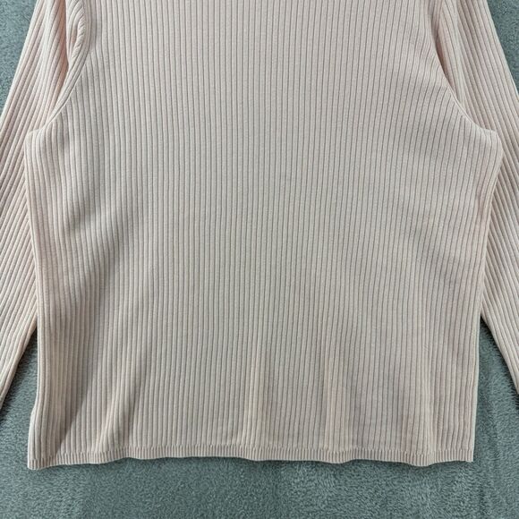 Talbots Sweater Womens Plus 2X Peach Rib Knit Mock Neck Snap Buttons Long Sleeve - Picture 9 of 14